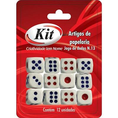 Dados N graus 13 com 12 Unidades em Cartela para Jogos Recreativos Branco