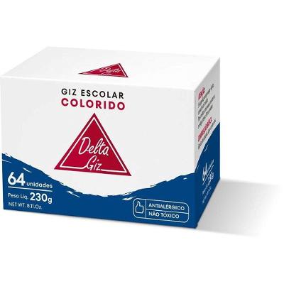 Giz Escolar Colorido Delta 40 Caixas 64 Palitos Antialérgico