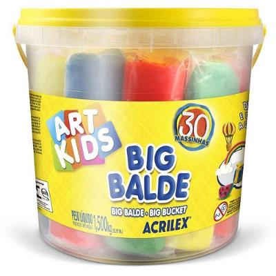 Kit Massa de Modelar Big Balde 30 Unidades 1,5kg 15 Cores Acrilex