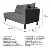 Kit Diva Recamier Azura 185Cm Lado Esquerdo E 02 Poltronas Classic Suede - Doce Sonho Móveis Cinza