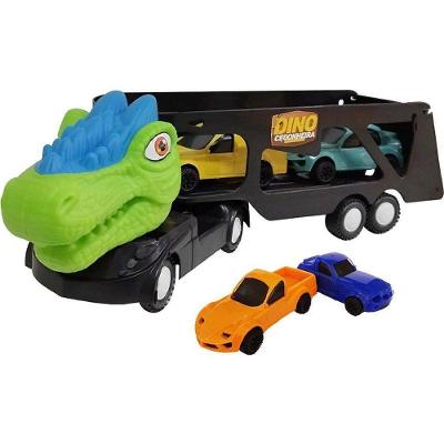 Caminhão Dino Cegonheira com 2 Carrinhos Rodas Livres Homeplay