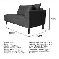 Kit Diva Recamier Azura 185Cm Lado Esquerdo E 02 Poltronas Linho - Doce Sonho Móveis Cinzaescuro