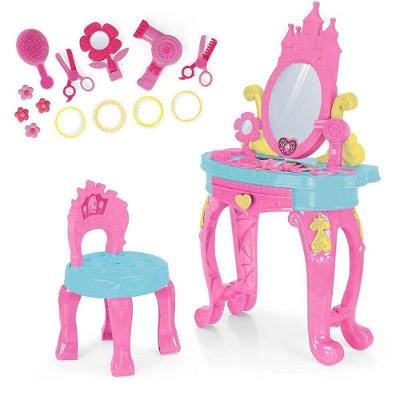 Penteadeira Infantil de Princesa com Banco e Espelho Rosa Homeplay