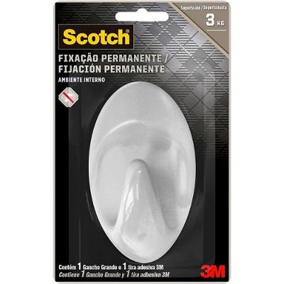 Gancho Adesivo Scotch Plástico Fixação Permanente Interno Branco
