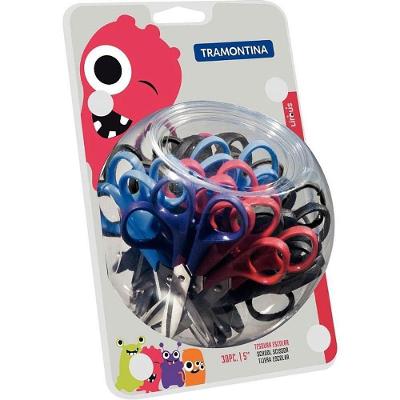 Tesoura Escolar Tramontina Supercort Monster 12,5cm Display 30 Preto