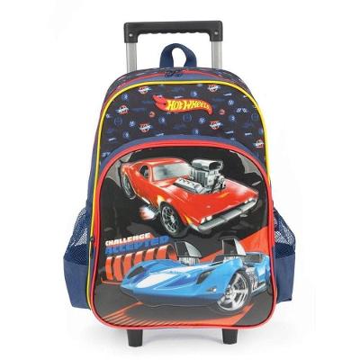 Mochila Infantil com Rodinhas Hot Wheels Grande Azul Luxcel