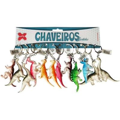Chaveiro Dinossauro Plástico 8cm Bloco com 12 Unidades