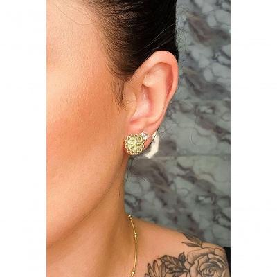 Brinco Floratta Joias Estrela do Mar Banhado em Ouro 18k Dourado