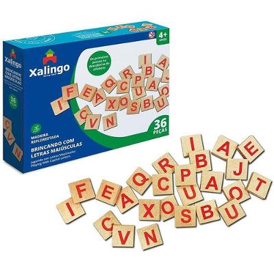 Brinquedo Pedagógico Madeira Letras 36 Peças Alfabetização Xalingo