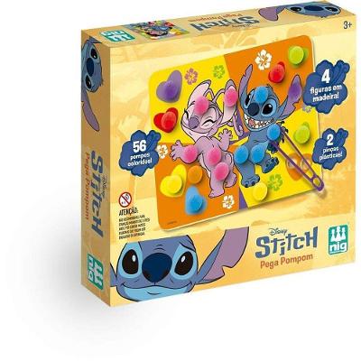 Brinquedo Educativo Stitch Pega Pompom Placas Madeira Pompons Pinças Nig Brinquedos