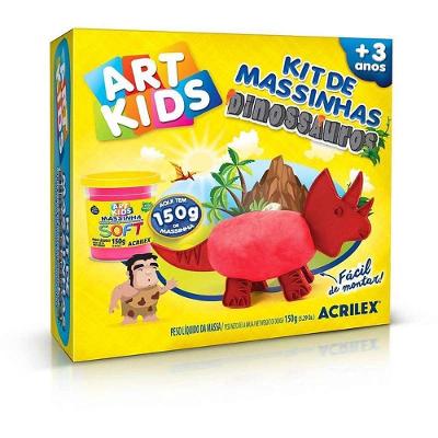 Massa de Modelar Art Kids Dinossauro 3 Peças 150g Vermelho Acrilex