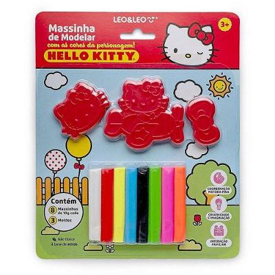 Massa de Modelar Hello Kitty 8 Cores e 3 Moldes Atóxica Leonora