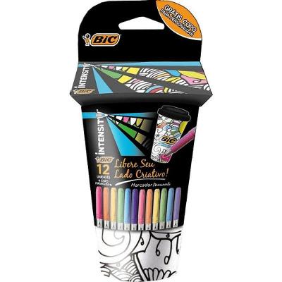 Kit Escolar BIC Kit do Meu Jeito Copo e 12 Marcadores Permanentes Branco