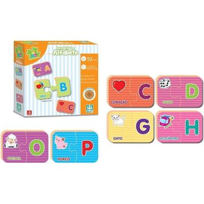 Brinquedo Educativo Be a Ba Descobrindo Alfabeto Madeira Reciclada Nig