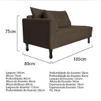 Kit Diva Recamier Azura 185Cm Lado Direito E 02 Poltronas Classic Suede - Doce Sonho Móveis Marrom