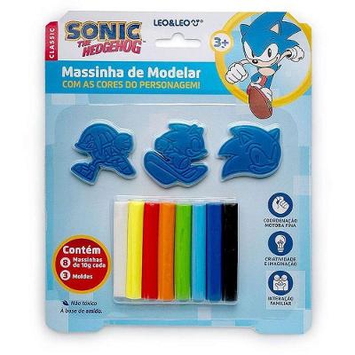 Kit Massinha Modelar Criativa Sonic 8 Cores 3 Moldes Leonora