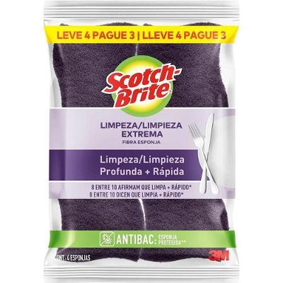 Esponja de Limpeza Scotch Brite Extrema Fibras Ultrafortes Roxa 4 Unidades