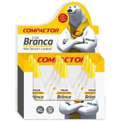 Cola Escolar Compactor Polar Branca 40G com 12 Unidades