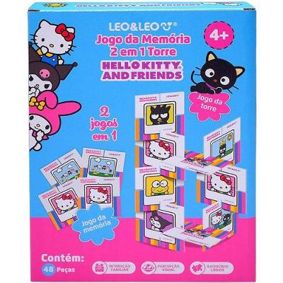 Jogo de Memória Hello Kitty 2x1 Torre 48 Cartas 2 Jogos em 1 Leonora