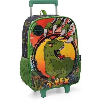 Mochila Infantil com Rodinha Up4you Dinossauro g Preta Luxcel