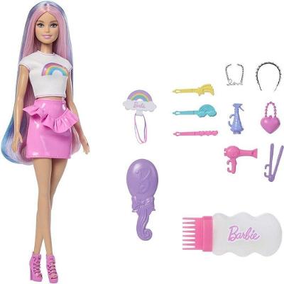 Boneca Barbie Rainbow Sparkle Hair Loira com 12 Acessórios Mattel