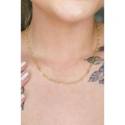 Colar Floratta Joias Corrente Elos Coração Ouro 18k 45CM Dourado Feminino