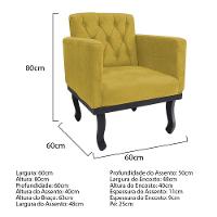 Kit Diva Recamier Azura 185Cm Lado Esquerdo E 02 Poltronas Classic Suede - Doce Sonho Móveis Amarelo - 3