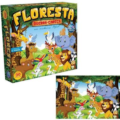 Quebra-cabeça de Madeira Floresta 30 Peças Educativo Pais & Filhos