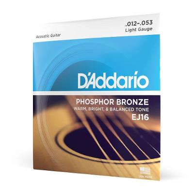 Encordoamento Violão EJ16 Phosphor Bronze 12-53 Leve D'Addario