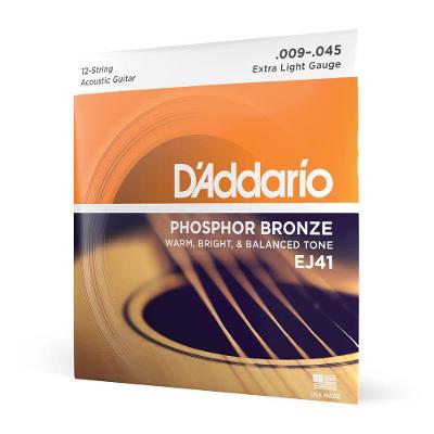 Encordoamento Violão Aço 12c EJ41 Phosphor Bronze Extra Leve D'Addario