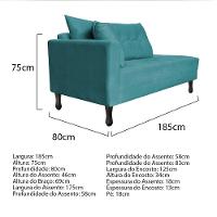Kit Diva Recamier Azura 185Cm Lado Direito E 02 Poltronas Suede - Doce Sonho Móveis Azulturquesa