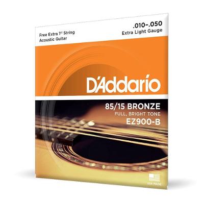 Encordoamento Violão Aço EZ900-B Extra Leve 10-50 Bronze 85-15 D'Addario