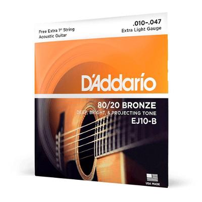 Encordoamento Violão EJ10-B 80-20 Bronze Extra Leve D'Addario
