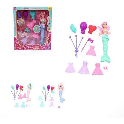 Boneca Mila Sereia Encantada com 12 Peças Sortidas para Trocar Looks Wellmix