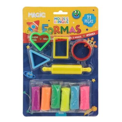 Massa para Modelar Criativa Formas 11 Peças com Moldes e Ferramentas