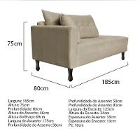 Kit Diva Recamier Azura 185Cm Lado Direito E 02 Poltronas Classic Suede - Doce Sonho Móveis Bege