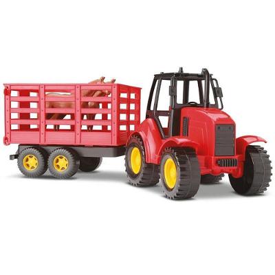 Carrinho de Brinquedo Trator Agromak Haras com Carreta e Cavalos Silmar