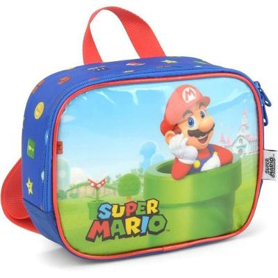 Lancheira Térmica Super Mário Bros Poliéster Isolamento Térmico Azul Luxcel