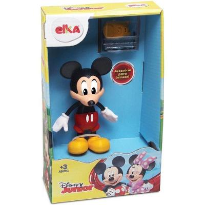Boneco Mickey 12cm Flexível com Mochila e Óculos Elka
