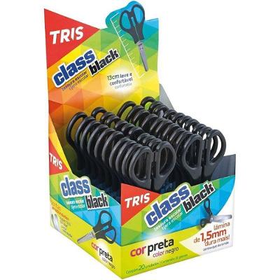Tesoura Escolar Tris Class Basic 13cm Caixa com 20 Vermelha e Azul e Preta