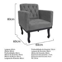 Kit Diva Recamier Azura 185Cm Lado Direito E 02 Poltronas Classic Suede - Doce Sonho Móveis Cinza - 3