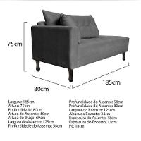 Kit Diva Recamier Azura 185Cm Lado Direito E 02 Poltronas Classic Suede - Doce Sonho Móveis Cinza