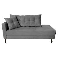 Kit Diva Recamier Azura 185Cm Lado Direito E 02 Poltronas Classic Suede - Doce Sonho Móveis Cinza - 6