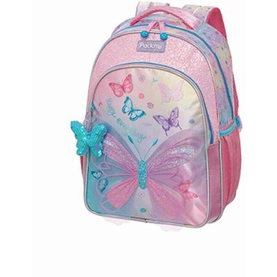 Mochila Infantil Pack Me Wings Asas 3D Glitter Iridescente Rosa Pacific