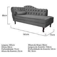 Kit Diva 185Cm Lado Direito E 02 Poltronas Julia Linho - Doce Sonho Móveis Cinza Escuro - 5