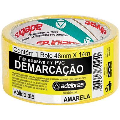 Fita de Demarcação de Solo PVC 48MM X 14M Amarela Adelbras