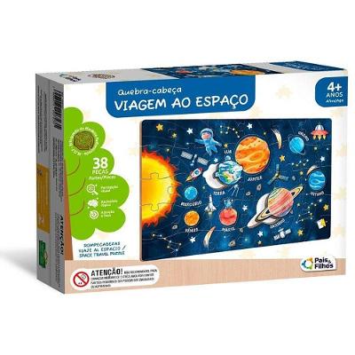 Quebra-cabeça de Madeira Viagem ao Espaço 38 Peças MDF Pais & Filhos