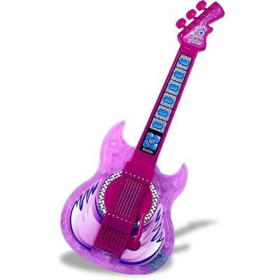 Guitarra Musical Infantil Sons e Luzes Coloridas Rosa Bee Toys