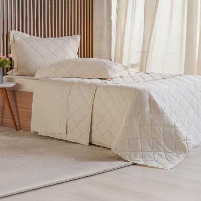 Kit Colcha King 3 Pçs Ricamo 300 Fios 100% Algodão 260x280cm Biscuit