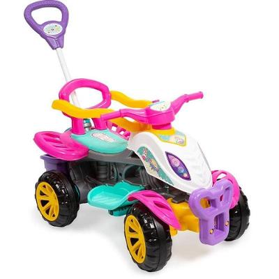 Quadriciclo Infantil 2 em 1 Passeio e Pedal 30kg Branco e Pink Maral